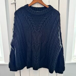 Aerie Black Cable Knit Sweater